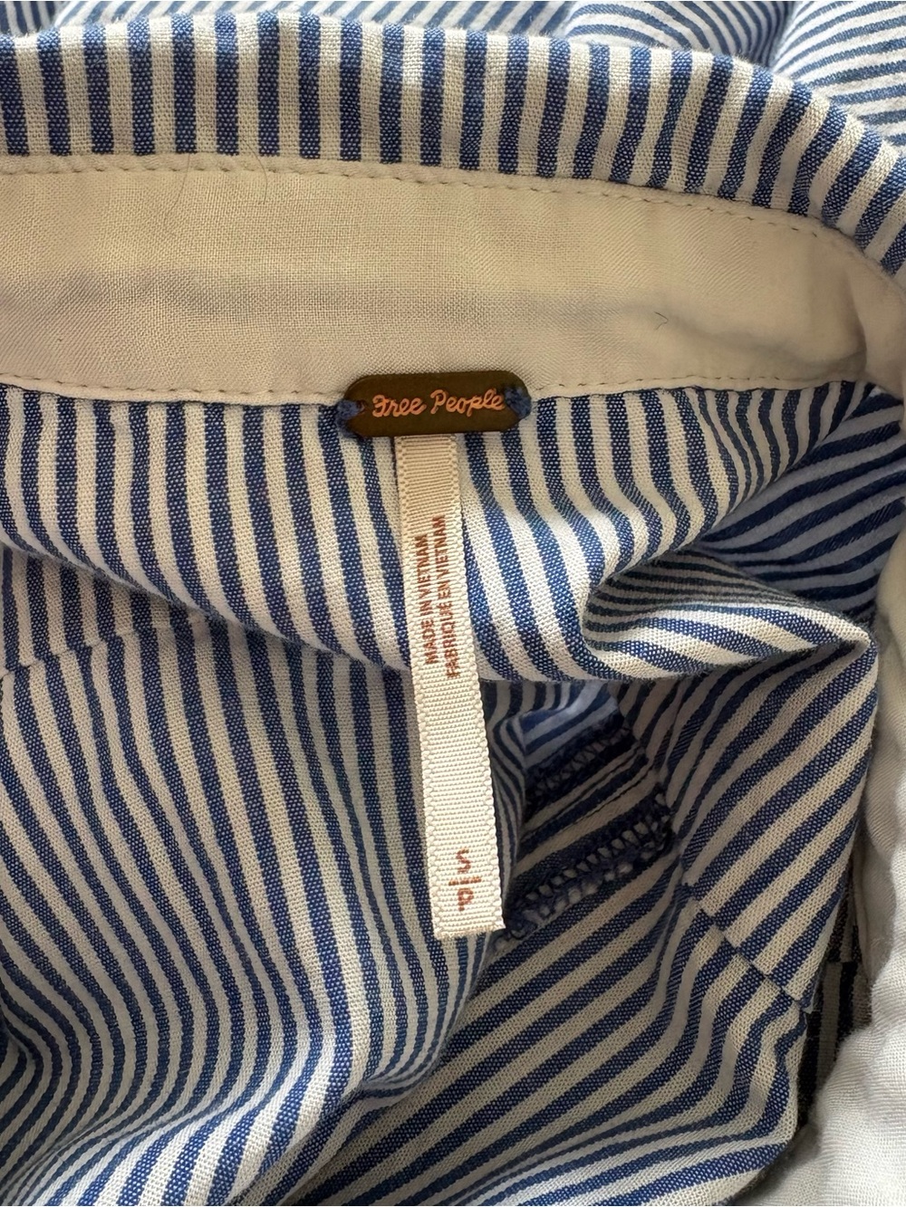 FREE PEOPLE All For You Blue Striped Cotton Button Down Mini Shirt Dress Size S - Picture 8 of 12